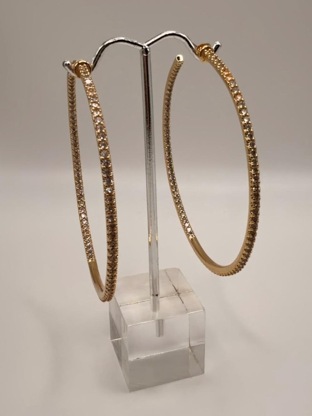 Gold Crystal Pavé Hoop Earrings